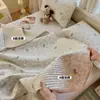 Colcha de algodón de doble cara estilo INS, 100% algodón, de doble cara, multifuncional, lavada a la arena, versión AB con estampado fresco, colcha de una pieza
