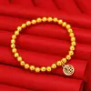 Pulsera de Hilo de Piedra con Cuentas de Explosión de Fortuna Caperucita Roja 2024 Nuevo Dorado Antiguo Transferencia de Color Dorado Cuerda de Piedra Joyería de Mano Exquisita