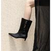 Botines de Tobillo de Tacón Fino Puntiagudos Retro de Comercio Exterior para Mujer Otoño e Invierno Nueva Llegada Botas de Tacón Único Nueva Llegada 2024 Botas de Tacón Medio de Moda Versátiles Moda