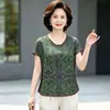 Blusa reversible de doble cara para madres de mediana edad y mayores, nueva blusa de moda versátil de manga corta que reduce la edad, top elegante y adelgazante que disimula la grasa corporal