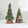 Decoraciones navideñas transfronterizas resina árbol de Navidad caja de música adorno de escritorio atrezo para arrangement de escena regalo caja de música