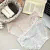 Panty de encaje para mujer estilo coreano inspirado en Instagram, de tiro medio, entrepierna de algodón puro, suave, cómodo, transpirable, calzón simple para mujer