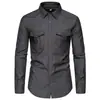 Amazon 2024 Otoño Nueva Camisa de Mezclilla de Manga Larga con Doble Bolsillo para Hombre Camisa Casual Talla Grande para Hombre Chaqueta para Hombre