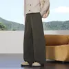 Calças masculinas de alta qualidade, corte slim estilo americano para o outono, versáteis, com bom caimento, plissadas, de modelagem solta, casuais