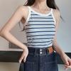 Camisola de Punto Rayada para Mujer Verano Nueva Anti-Exposición Slim Corta Chica Caliente Capa Interior