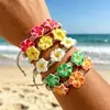 Conjunto de Colar, Pulseira e Tornozeleira em Argila Macia com Concha de Plumeria, Tecido à Mão no Estilo Praia Rosa, em Estoque para Atacado
