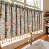 Cortinas Florales Estilo Retro Francés Americano Dormitorio Sala de Estar Balcón Ventana Saliente Cocina Cortinas Blackout Media Cortinas Cortinas de Puerta Cortinas Pequeñas Cortas