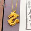 Colgante de dragón de oro y arena de Vietnam con estilo de tienda de oro, collar de dragón del zodiaco chapado en oro de latón, colgante de oro de imitación para hombre