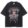 Camiseta Casual para Hombre Camiseta Lavada Vintage Estampa de Dibujos Animados St