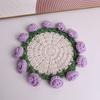 Porta-copos de Buquê de Rosas Artesanal Acabado Crochê de Lã Porta-copos de Flores Tecidas Buquê de Mão Criativo para Copos