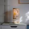 Lámpara de mesa de bambú estilo japonés hecha a mano con flores y papel de paja, nueva lámpara de mesa de té estilo zen chino para dormitorio, lámpara de noche retro recargable