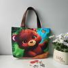 Bolsa de Lona Linda de Oso de Dibujos Animados para Mujer Nueva Estilo Coreano Bolso Tote Pequeño para Viajero Bolsa de Tela para Lonchera Bolsa de Almacenamiento para Salidas Bolsa para Teléfono Móvil