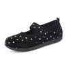 Novos Sapatos Mary Jane de Bolinhas para Mulheres Primavera/Verão 2026 com Velcro, Solado Macio, Malha Respirável, Boca Rasa, Sapatos Casuais da Moda