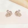Pendientes elegantes de plata S925 con forma de cisne negro y cristal, de aleación, con personalidad, combinables y sencillos para mujer.