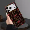 Suministro transfronterizo estilo chica hot retro funda de teléfono con estampado de leopardo y purpurina dorada de cereza para iPhone 17PM cubierta de teléfono ultra delgada mate