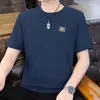 Camiseta de Manga Corta de Seda de Hielo para Hombre, Top Delgado Transpirable de Verano Ajustado, Camiseta Talla Grande, Camisa de Media Manga Hueca para Hombre