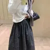 Saia de Bolinhas Estilo Coreano Feminina Outono Inverno Petite Formato Pera Saia Berkeley Cintura Alta Linha A Saia Guarda-Chuva Botão