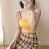 Camisola pequeña de color liso que combina con todo para mujer, ropa interior de verano de algodón puro con espalda descubierta, prenda exterior con parte superior interior envolvente y almohadilla para el pecho.