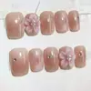 30 Piezas de Transfronterizos 3D Flor Blanca Pequeña Ojo de Gato de Colores Brillantes Chapado en Oro Lujo Ligero Uñas Postizas Cortas Arte de Uñas de Primera Calidad Puntas de Uñas Venta al por Mayor