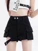Shorts de Mezclilla para Herramientas Estilo Americano Negro para Mujer 2025 Nuevo Caliente Verano Cintura Alta Ropa Exterior Casual Pantalones Cortos Calientes