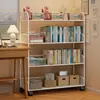 Estantería de pie, estante de almacenamiento de libros multicapa móvil con ruedas, carrito pequeño para uso en oficina