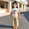 Conjunto Lindo de Camiseta Falsa de Dos Piezas para Niñas de Primavera y Otoño Super Bonito 2026 Nuevo Pantalones de Pierna Recta tipo Bloomers para Bebés Niños