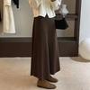 Saia de Tricô para Mulheres, Novo Estilo Outono e Inverno 2026, Cintura Elástica, Emagrecedora, Preta, Elegante, Estilo Francês, Saia Longa Evasê com Caimento