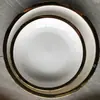 Exportar prato estreito com borda dourada galvanizada varredura de ouro cerâmica prato de formato especial prato redondo de cerâmica aro dourado
