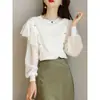 Por Que Bordas Franzidas São Combinadas com Suéteres de Tricô para Mulheres? Novo Estilo Primavera 2025 com Design Único e Mangas Bufantes Tops de Manga Longa