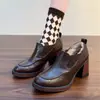 Zapatos de tacón alto para mujer de 8 cm con tacón grueso, piel suave y puntera profunda; mocasines de punta redonda, nueva colección otoño 2026, adecuados para uso profesional y de oficina