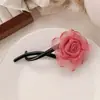 Pinza de Pelo Retorcida de Flor de Rosa Seca Pinza para el Pelo de Disco en la Parte Trasera de la Cabeza Pinza de Tiburón Adorno para el Cabello Nuevo 2025 para Mujer