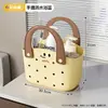 Cesta Portátil de Armazenamento com Drenagem para Quarto de Dormitório Banheiro Organizador de Artigos de Higiene Pessoal, Cesta de Armazenamento Fofa no Estilo Dopamina