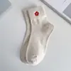 Calcetines de Primavera y Verano para Mujer, Calcetines de Media Pantorrilla, Calcetines de Algodón Peinado con Bordado Floral, Calcetines para Mujer Anti-Olor y Absorbentes de Sudor, Calcetines para Mujer al por Mayor de Zhuji
