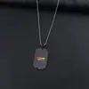 Collar para hombre transfronterizo europeo y americano, colgante de marca militar negro arcoíris, cadena para suéter simple hip hop para estudiante, joyería de acero inoxidable