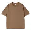 Camiseta de Algodón Puro para Pareja Transfronteriza, Peso Pesado 230g, Mangas Caídas, Corte Holgado, Cuello Redondo, Manga Corta, Estilo de Pareja de Moda