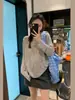 Camiseta de Tricô Zheng Chunhua Ju Lã Macia Manga Longa Henley Meio Botão para Mulheres, Levemente Transparente, Caimento Solto, Peça Versátil para Cobrir