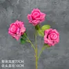 Rosa sweetheart artificial de 3 cabeças para decoração de casamento, decoração de casa, arranjo floral, rosa serigrafado, ornamentos de flores artificiais transfronteiriços, atacado