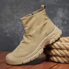 Botas de trabajo de alta caña vintage para hombre para otoño, zapatos versátiles para hombre para senderismo al aire libre, trabajo y uso casual.