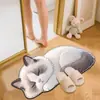 Tapete de Absorção de Água para Banheiro Gato Desenho Animado Formato Irregular de Lama Diatomácea Tapete Resistente ao Desgaste Antiderrapante Tapete de Banheiro