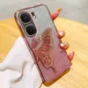 Capa de Celular Borboleta com Glitter Degradê Eletrodepositada para Apple 15PROMAX Tendência S14 Areia Diamante 11 Capa Macia