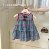 Tongxingyuan Cereja Doce Meninas vestido Estilo Coreano Desgaste Infantil Verão Novas Crianças Sem Mangas Colete Saia Bolo Saia