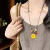 Collar Colgante Flor Amarilla Margarita Estilo Zen Chino Estilo Étnico Retro Colgante Largo Accesorio Nuevo Estilo 2026