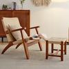 Sillón japonés de madera maciza con tejido de cuerda, para sala de estar, balcón, con respaldo perezoso, sofá individual sencillo, reclinable de ratán.