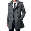 Abrigo de lana para hombre, largo medio, otoño e invierno 2021, recién llegado, abrigo con forro polar, grueso, de doble botonadura, de moda
