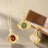 Collar de Hoja de Ginkgo para Mujer Cadena Clavicular Pequeña Fresca Simple Plata de Ley Chapado en Oro Jade Diseño de Nicho Regalo de Cumpleaños