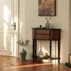 Mesa Consola de Madera Maciza Americana Contra la Pared Mesa Consola Ultradelgada Pasillo Pasillo de Sala de Estar Francesa Gabinete Decorativo Retro Gabinete de Almacenamiento