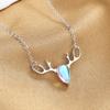 Colgante de Piedra Lunar de Lujo Ligero y Alta Gama para Mujer, Collar de Astas de Reno de Plata S925, Joyería Única y de Nicho