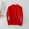 Top de Algodón Lycra Otoño e Invierno Cuello Semi-alto para Mujer Suéter de Algodón Grueso Afelpado Cuello Medio Manga Larga Otoño Ropa Interior Térmica