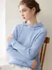 Sudadera casual de otoño e invierno 100% cachemira pura para mujer, estilo old money, suéter grueso de punto con patrón de trenzas