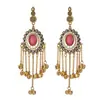 Aretes largos de borla con cascabel estilo indio transfronterizos, aretes redondos de botón estilo bohemio, aretes incrustados con pedrería estilo étnico
